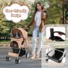 Folding Pet Stroller with Storage Basket and Adjustable Canopy