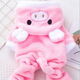 Pet Apparel; Piggy Shaped Winter Warm Flush Clothes For Doggy (Color: Pink, size: L)