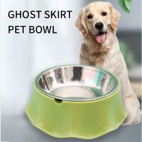 Pet Cat Dog Bowl For Food And Water, Stainless Steel Pet Feeding Bowl (Color: Green)