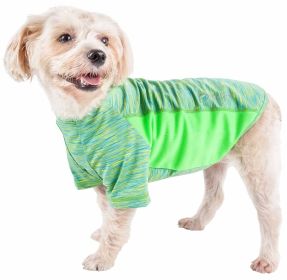 Pet Life Active 'Warf Speed' Heathered Ultra-Stretch Sporty Performance Dog T-Shirt (Color: Green, size: X-Small)