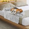 Gray Plush Calming Dog Couch Bed with Anti-Slip Bottom