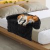 Black Plush Calming Dog Couch Bed with Anti-Slip Bottom